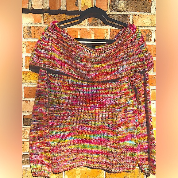 Lane Bryant Rainbow Mix Of Colors Chunky Sweater.Cowl Neck. Woman’s Size 14-16. - Picture 8 of 8